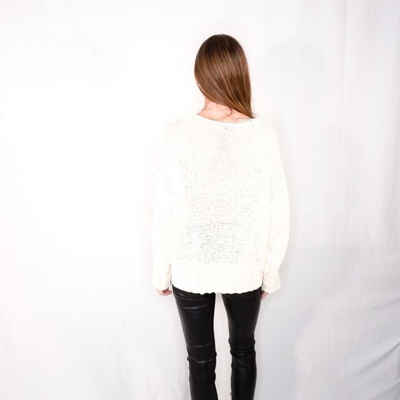 J. CREW Wide Rib Crewneck Sweater Cream Crop Knit - Picture 5 of 8